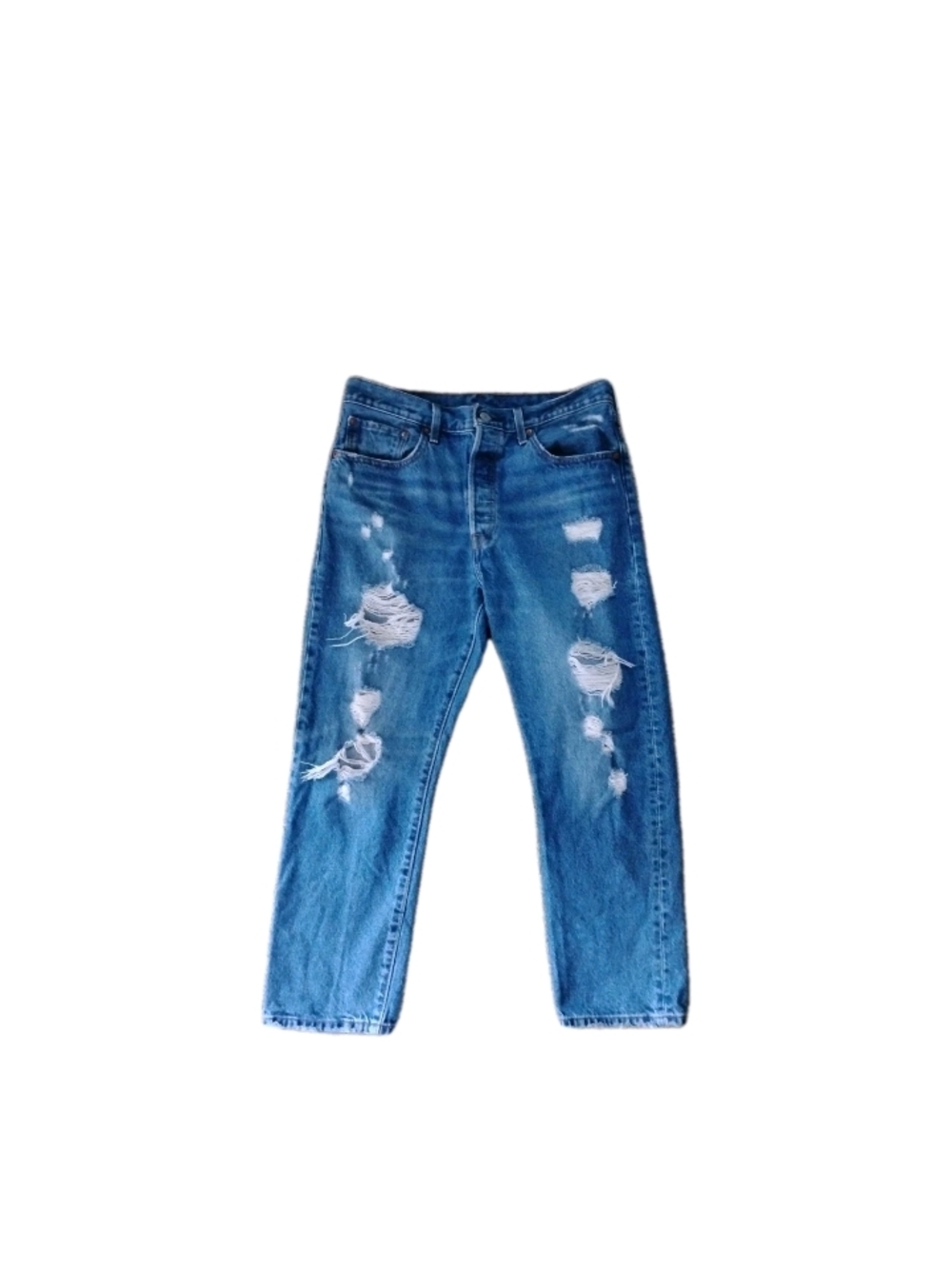 Levi's 501 Jeans Distressed Ripped Straight 100% Cotton Women's Size 31